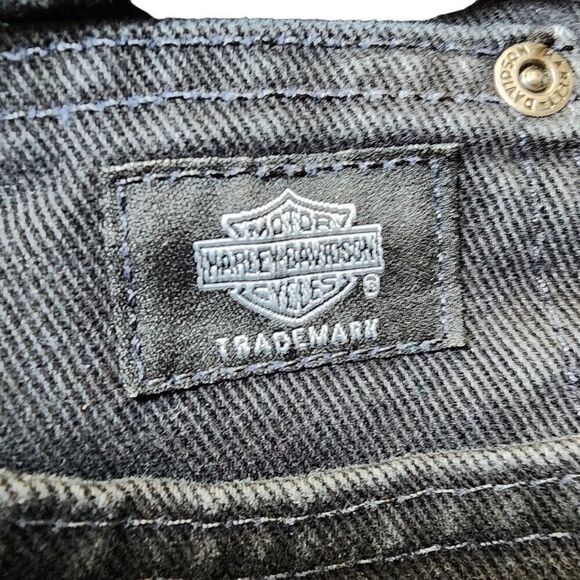 Harley Davidson- Women’s Black Faded Wash Cotton Denim Straight Jeans, Size 16 - Picture 5 of 11